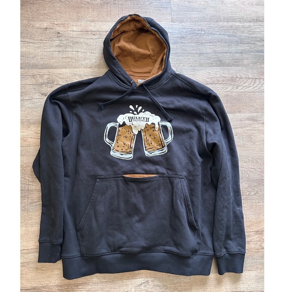 Duluth Trading Co. Other - Duluth Trading Co Beer Holder Pocket Large Mens Black Relaxed Fit Graphic Hoodie
